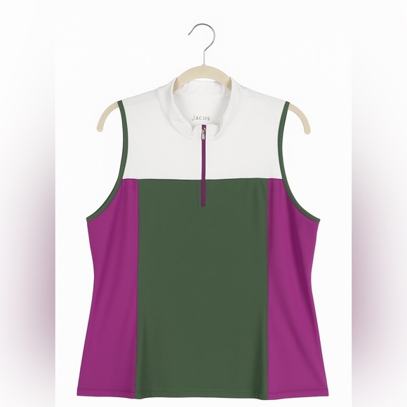 d&co Tops - D&Co. Color Block Mock Neck 1/4 Zip Sleeveless Top | 2XL